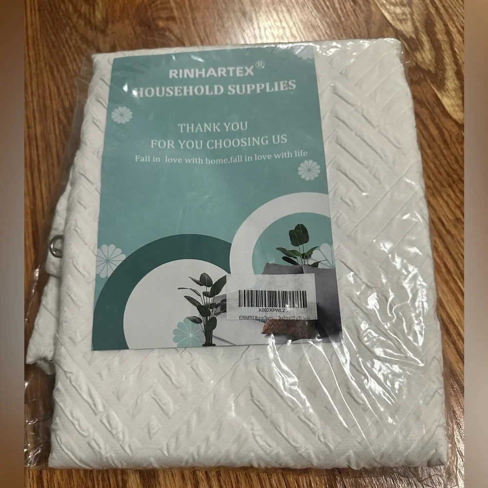 🆕 RINHARTEX White Textured Fabric Shower Curtain 72x72